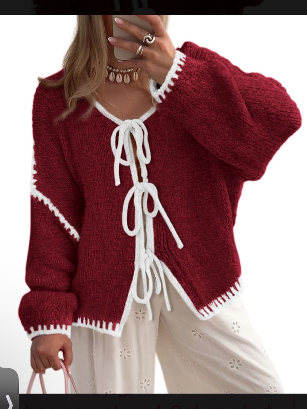 Pretty Garden Tie-Front Cardigan Sweater - Medium